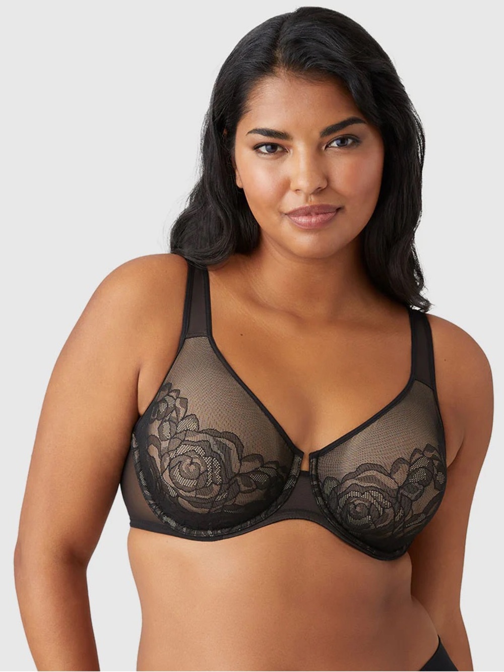 Wacoal Stark Beauty Black Lace Cream Lined Underwire Bra